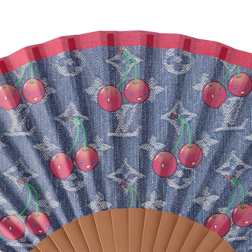 Louis Vuitton x Takashi Murakami Cherry Print Denim Fan - Picture 3 of 5